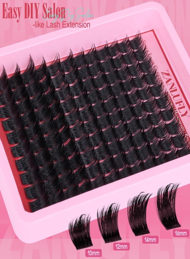 zanlufly Volume Lash Clusters Spiky Eyelash Clusters 120 Pcs Thick Cluster Eyelash Extensions with Thin Band 10-16mm Handmade Reusable Individual Eyelashes D Curly Lash extension DIY at Home - Image 5